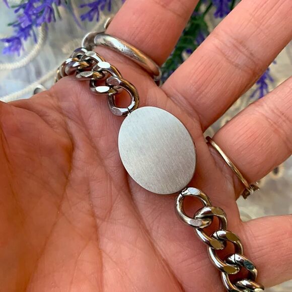 VTG Lapis Lazuli Cabochon 316L Stainless Steel Bracelet - Unisex - Picture 4 of 9